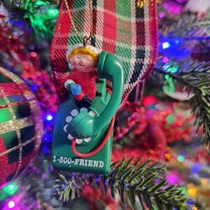 Vintage Avon 1 800 Friend Christmas Ornament with Phone Design
